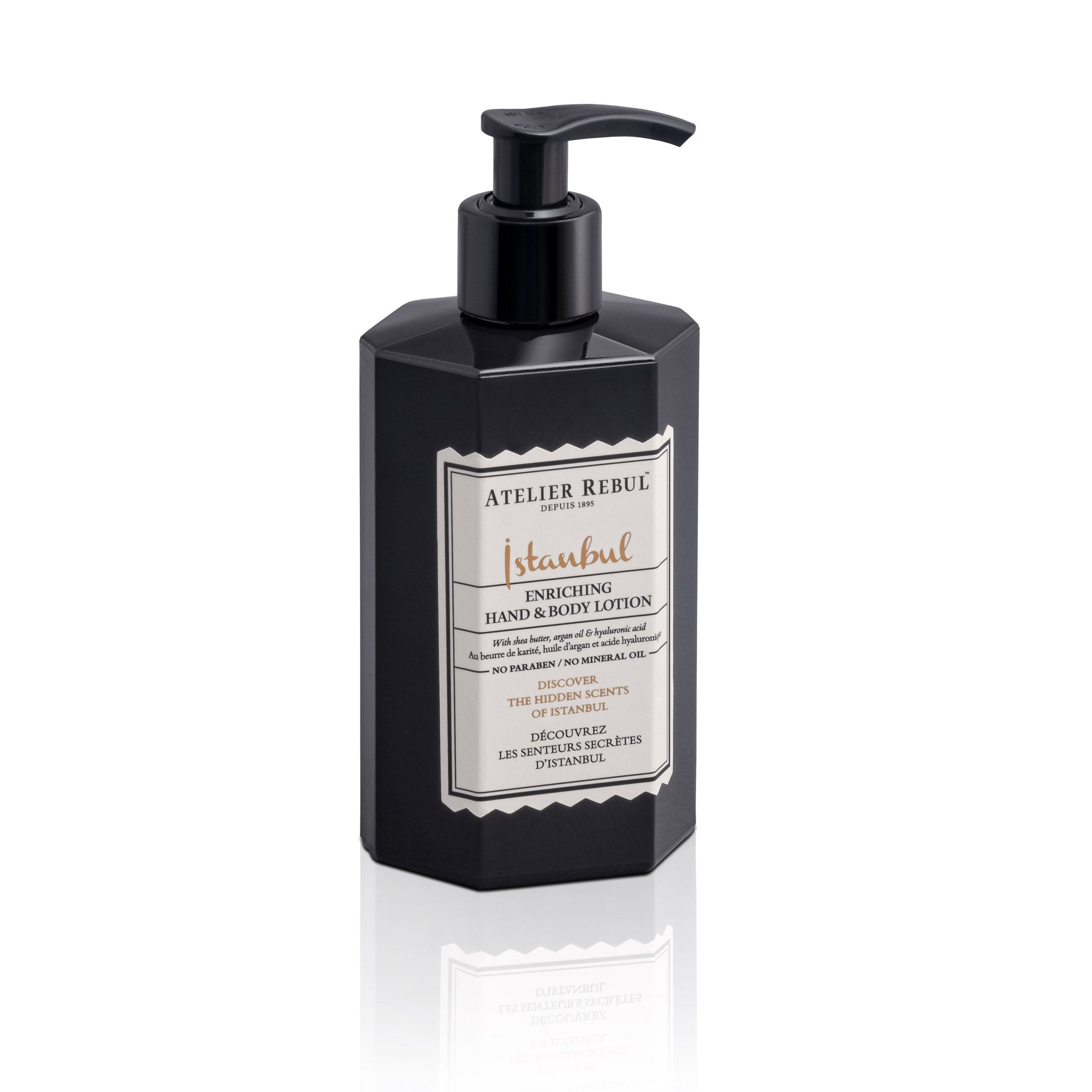 istanbul hand und bodylotion 250ml in schwarzer pumpflasche vor weissem hintergrund