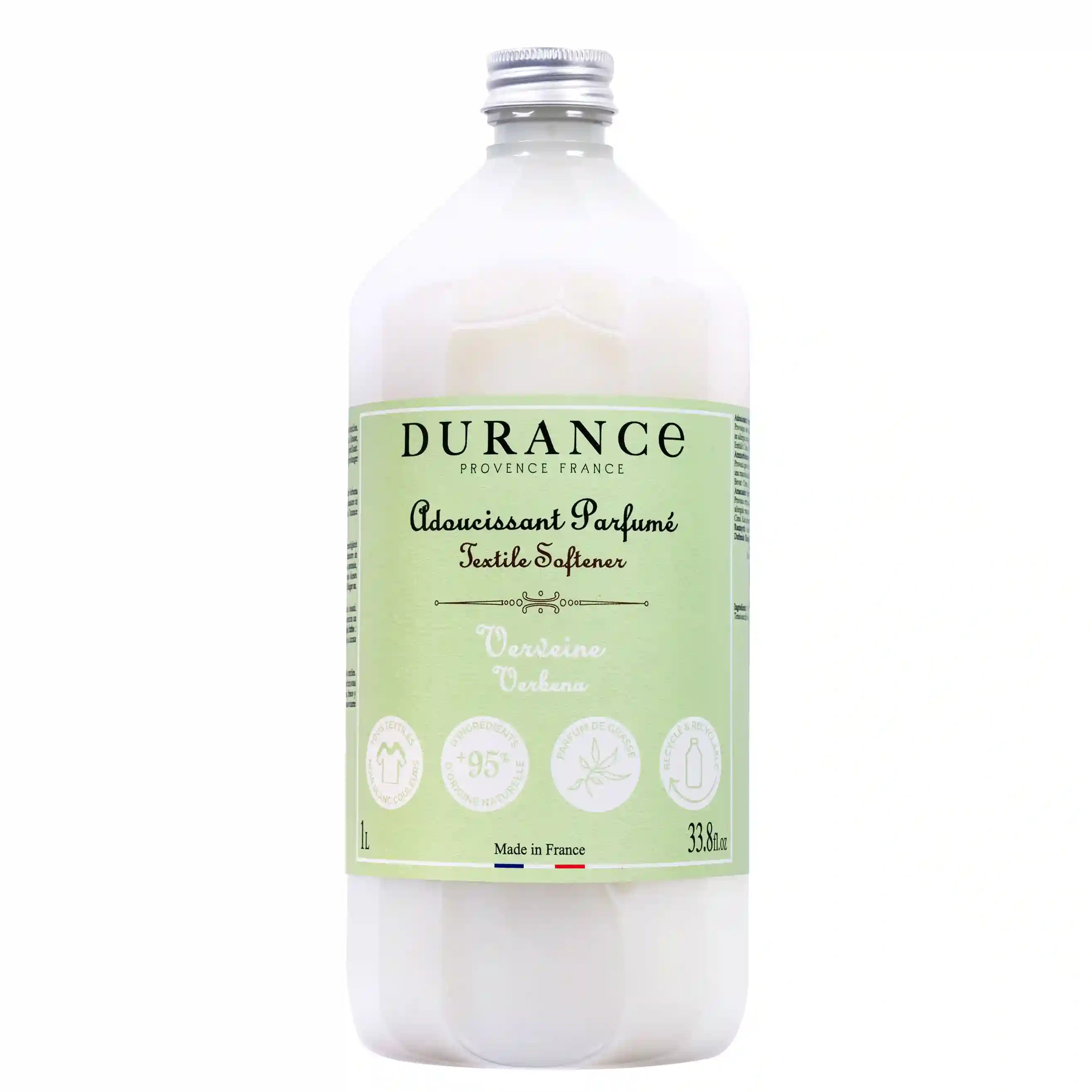 Durance Textilweichspüler Verveine, 1L, mit pflanzlichen Inhaltsstoffen, für weiche, duftende Wäsche, Made in France.