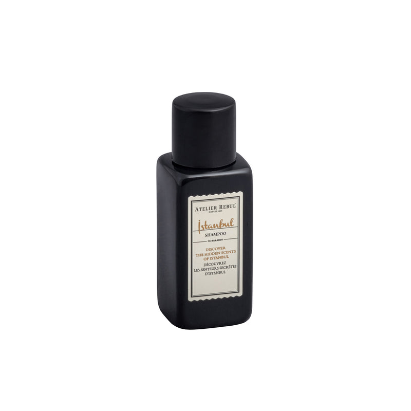 istanbul mini shampoo 30ml in schwarzer flasche vor weißem hintergrund