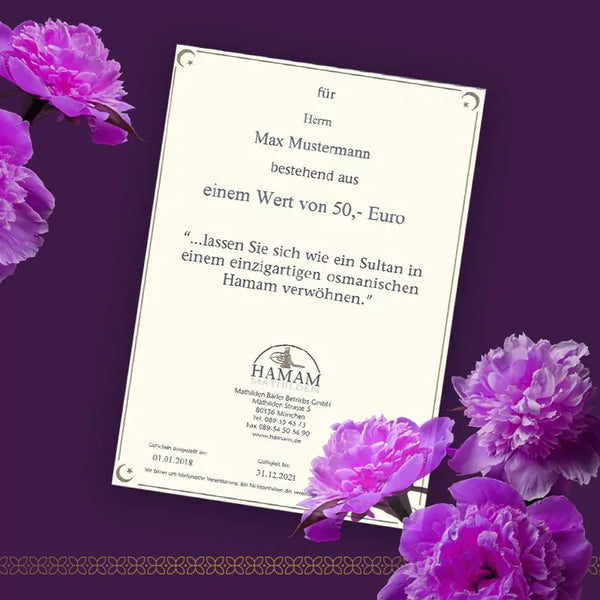 Value voucher for the Hamam