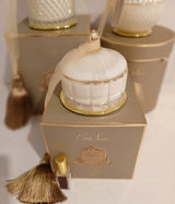 kerzenset mit art, grand art und round art duftkerze, creme und gold.
